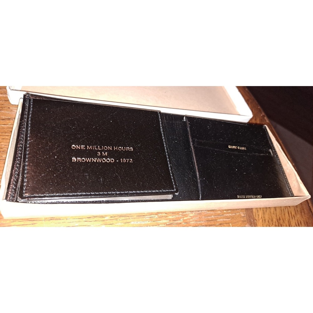 3M Service Award 1972 1million Hours Black Wallet Water Buffalo Calf Leather